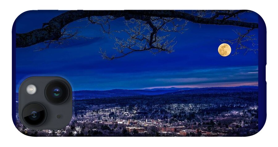 Tully Pond iPhone 14 Case featuring the photograph Moon Over Athol, Massachusetts by Mitchell R Grosky