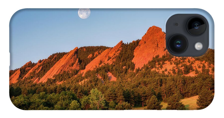 Boulder iPhone 14 Case featuring the photograph Moonset over the Flatirons by Darren White