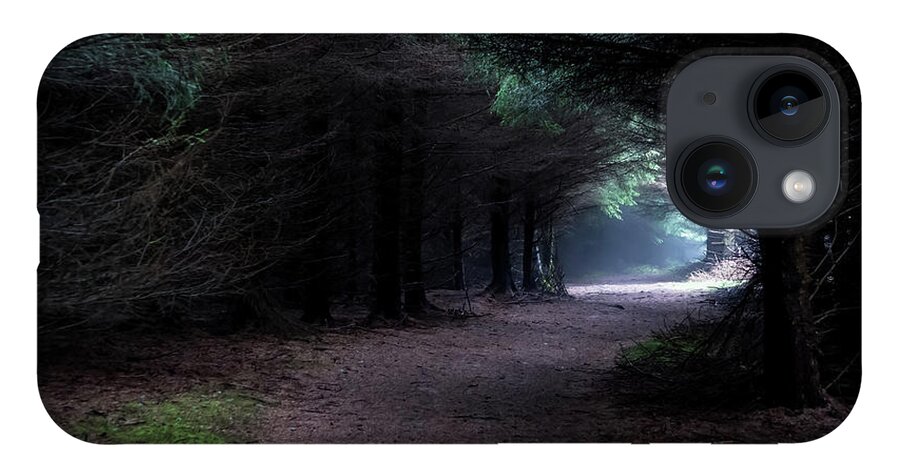 Wood iPhone Case featuring the photograph Narrow Path Through Foggy Mysterious Forest by Andreas Berthold