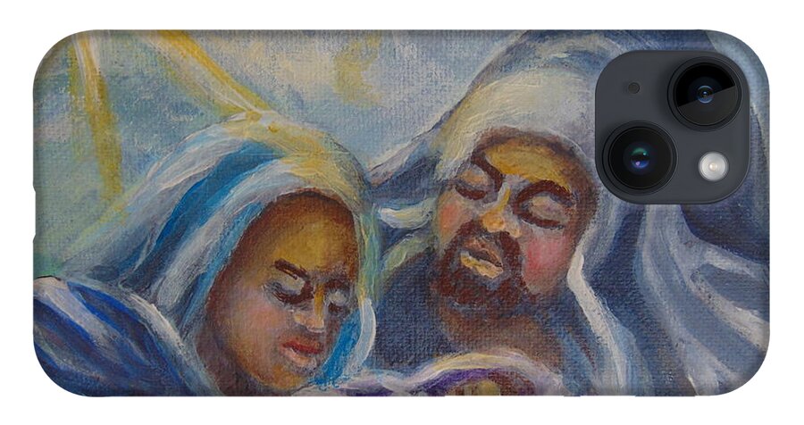 Nativity iPhone 14 Case featuring the painting Nativity by Saundra Johnson