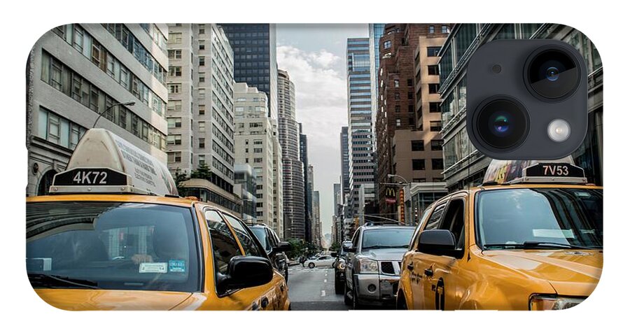 Photo iPhone 14 Case featuring the photograph NY taxis by Top Wallpapers