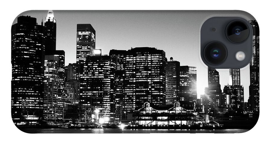 Lower Manhattan iPhone 14 Case featuring the photograph Nyc Skyline At Sunset by Lisa-blue