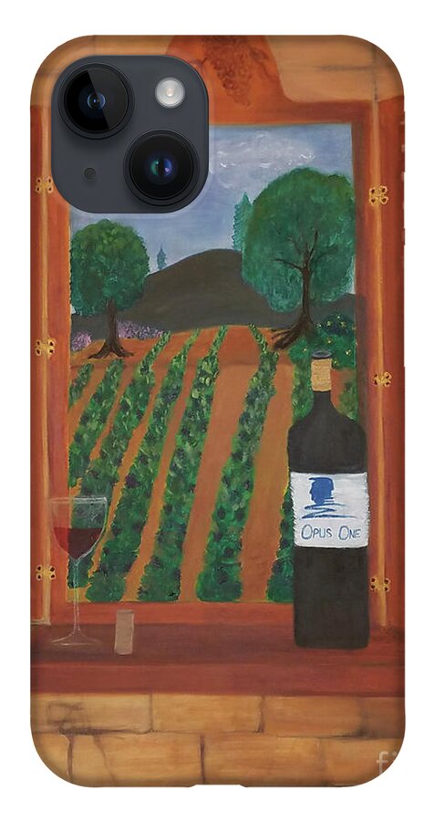 Wine iPhone 14 Case featuring the painting Opus One Napa Sonoma by Artist Linda Marie