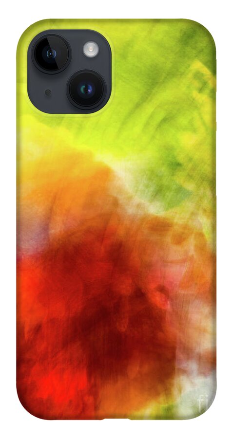 Abstract iPhone 14 Case featuring the photograph Orange And Green Flower Abstract by Phillip Rubino