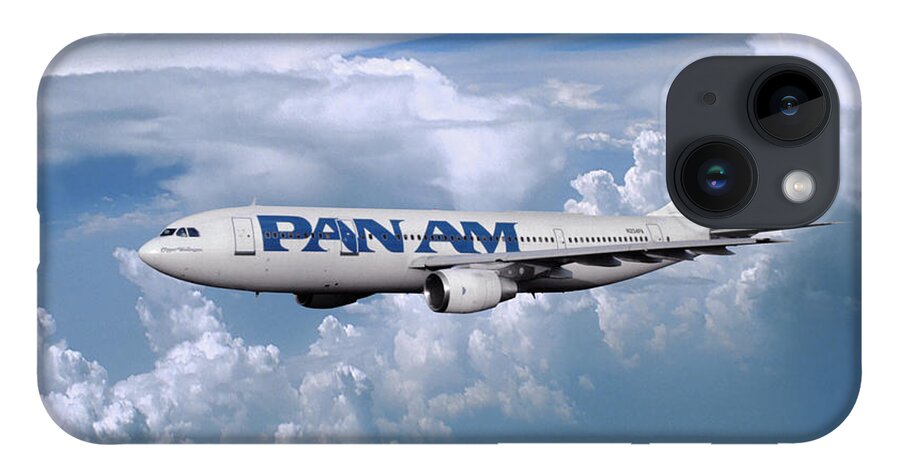 Pan American World Airways iPhone 14 Case featuring the mixed media Pan American Airbus A300B4-203 by Erik Simonsen