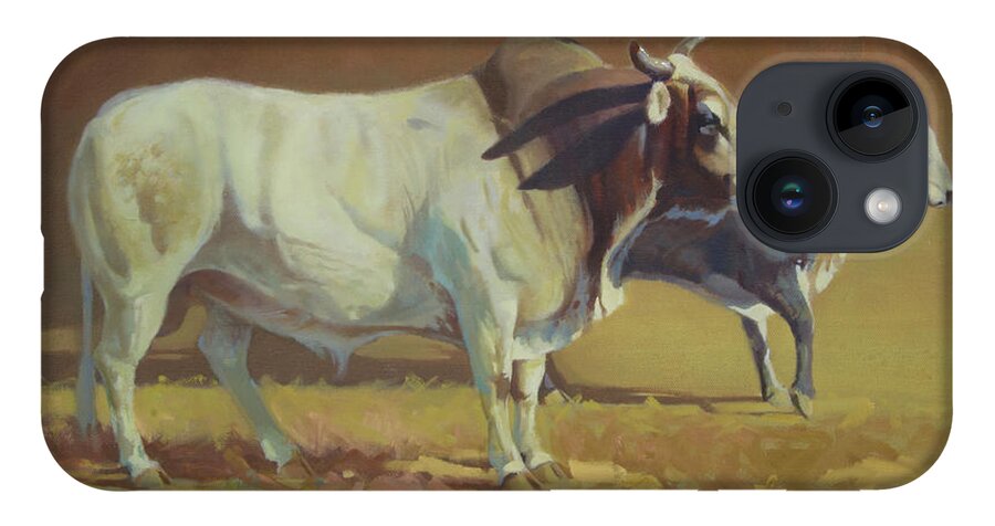 Ranch Animals iPhone 14 Case featuring the painting Papa Bull by Carolyne Hawley