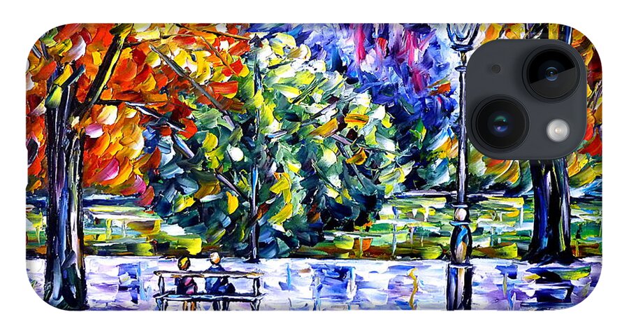 I Love Paris iPhone 14 Case featuring the painting Parc des Buttes-Chaumont by Mirek Kuzniar