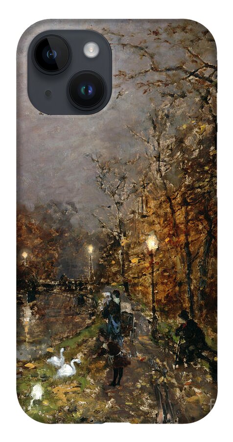 Ludvig Munthe iPhone 14 Case featuring the painting Park by O Vaering