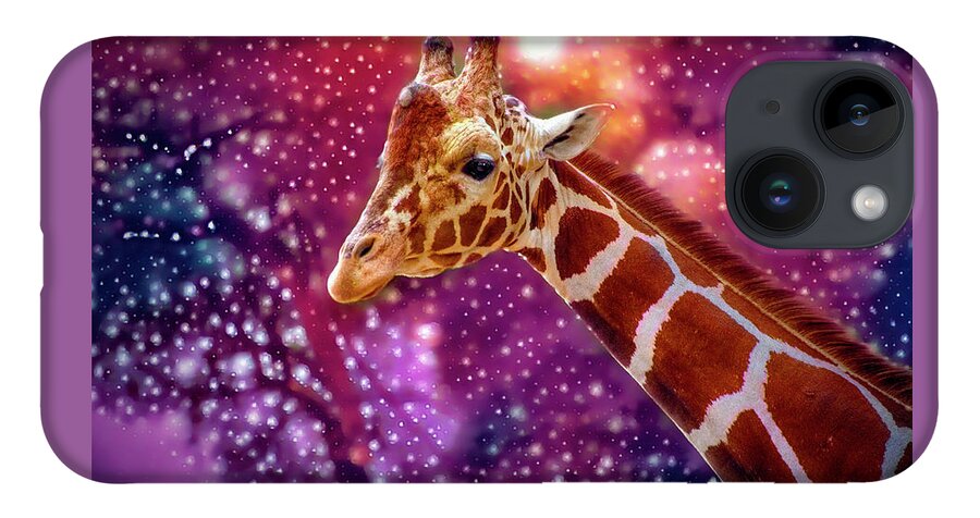 Giraffe iPhone 14 Case featuring the painting Party Animal Giraffe by Jeanette Mahoney