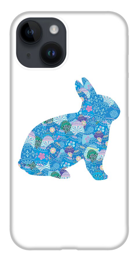 Whimsy iPhone 14 Case featuring the digital art Patchwork Bunny Rabbit by Marianne Campolongo