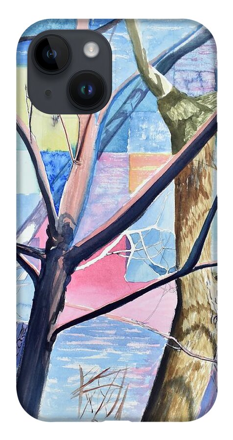 Trees iPhone 14 Case featuring the painting Patchwork Trees by Tammy Nara