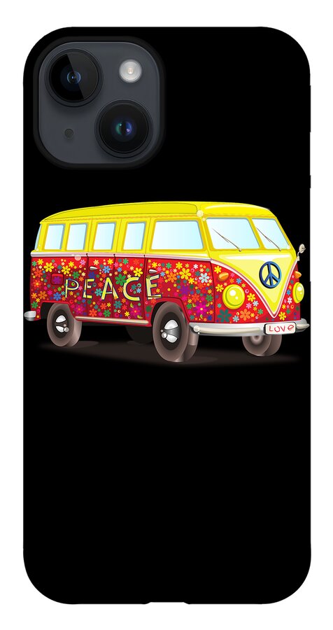 Cool iPhone Case featuring the digital art Peace And Love Hippy Van by Flippin Sweet Gear