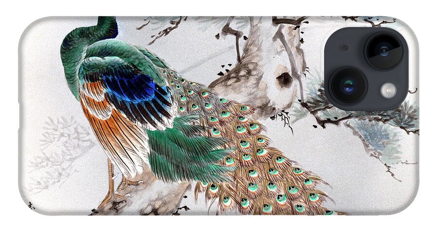 Japan iPhone 14 Case featuring the painting Peacock by Shisen