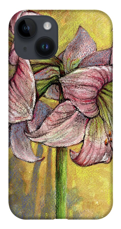 Pastel iPhone 14 Case featuring the pastel Pink Amaryllis by AnneMarie Welsh