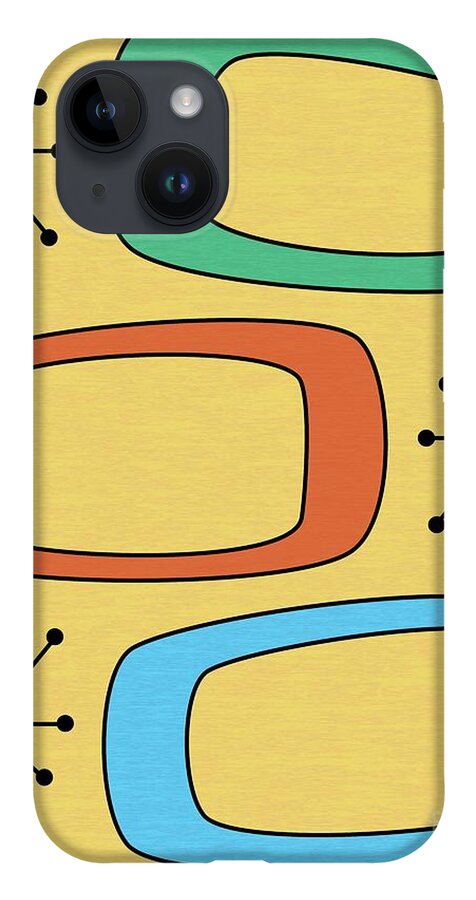 Mid Century Modern iPhone 14 Case featuring the digital art Pods by Donna Mibus