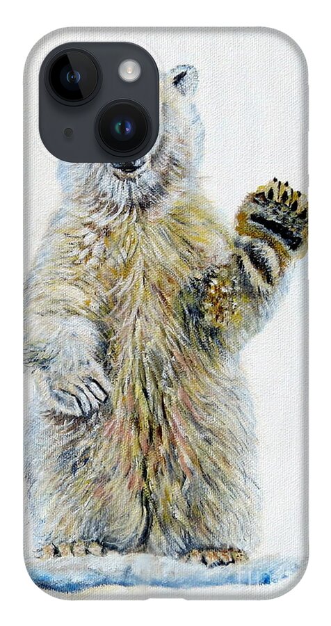 Polar iPhone 14 Case featuring the painting Polar Bear Baby by Marilyn McNish