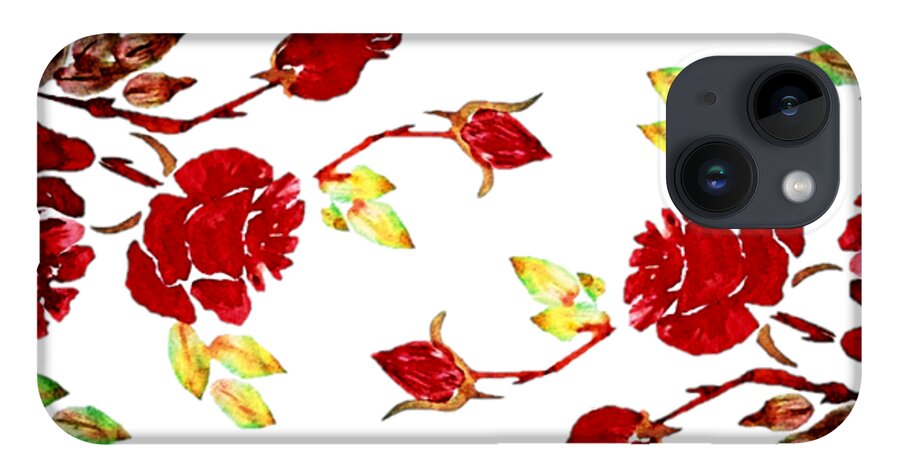 Pretty iPhone 14 Case featuring the painting Pretty Red Rose Watercolor Transparent Background YOU CHOOSE THE COLOR for Cups by Delynn Addams