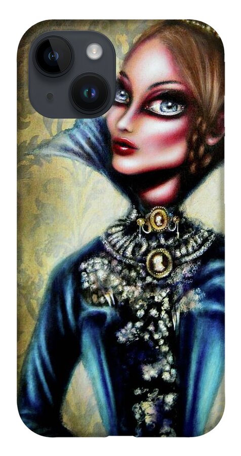 Yellow iPhone Case featuring the painting Queen Victoria and the Corset Era by Tiago Azevedo