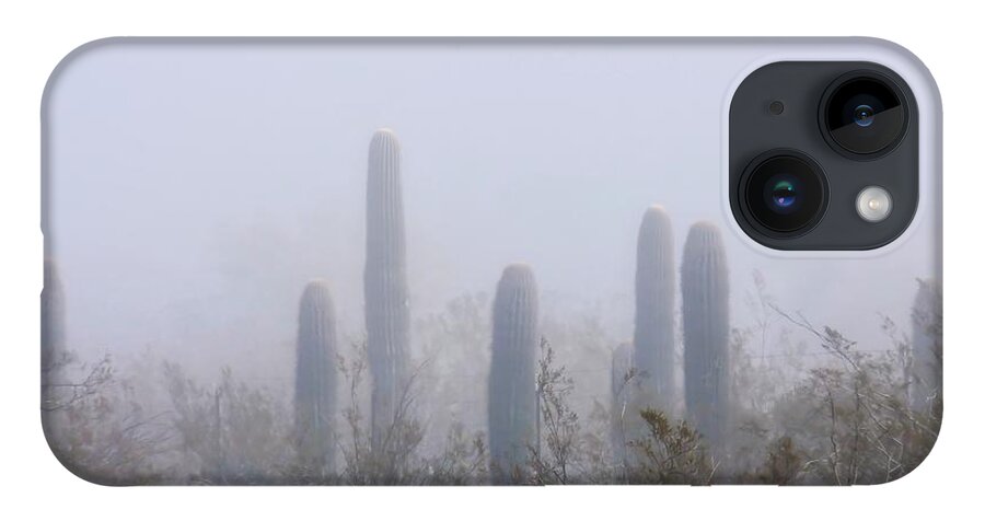 Affordable iPhone 14 Case featuring the photograph Rare Desert Fog by Judy Kennedy