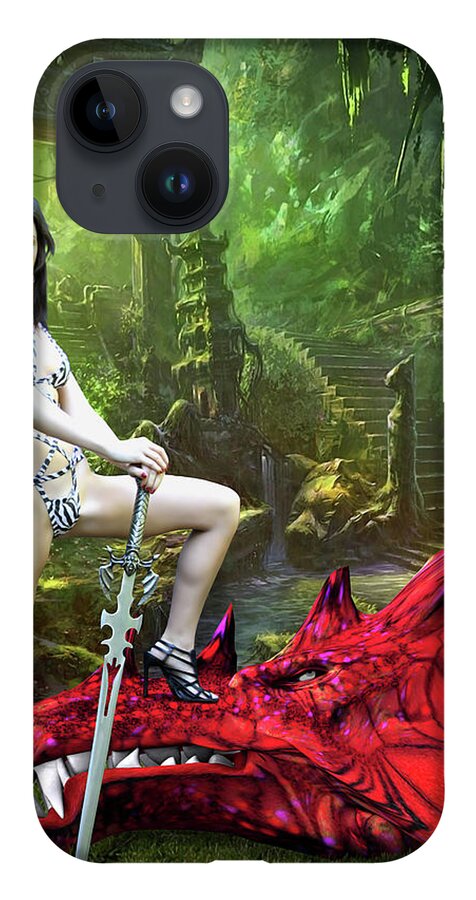 Fantasy iPhone 14 Case featuring the photograph Rebel Dragon Slayer by Jon Volden