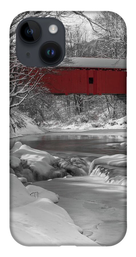 Northfield iPhone 14 Case featuring the photograph Red Covered Bridge by Rob Davies