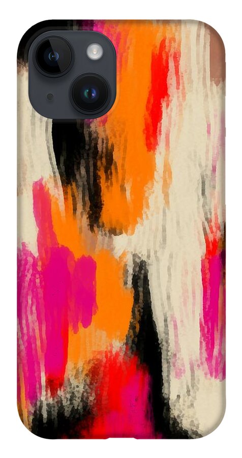 Delynn iPhone Case featuring the digital art Red Pink Black Brown Digital Abstract Painting by Delynn Addams