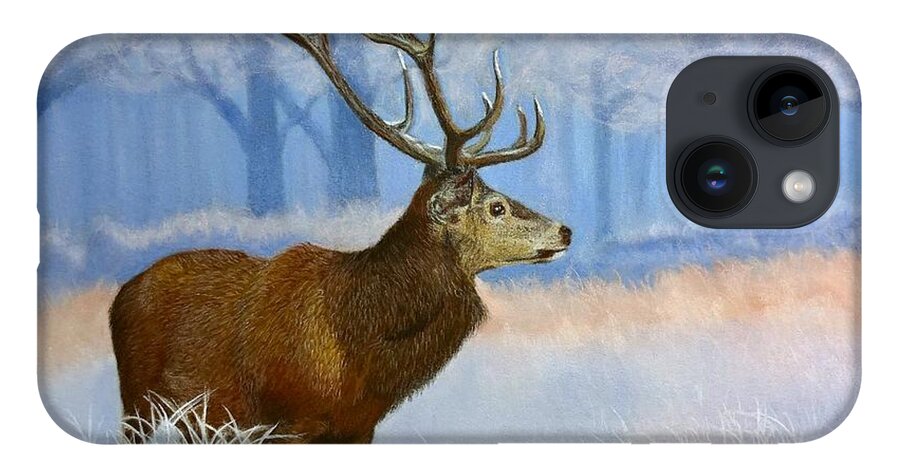 Animal iPhone Case featuring the pastel Red Stag 2 by Marlene Little
