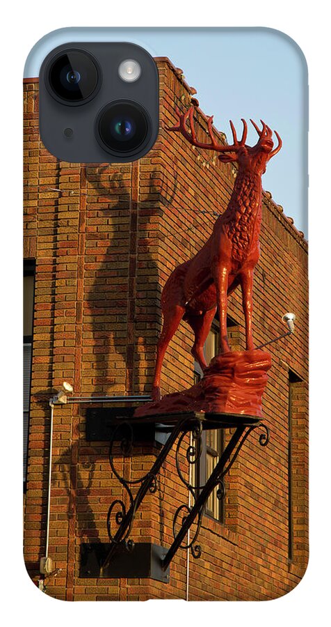  iPhone 14 Case featuring the photograph Red Stag Shadow by Nancy Dunivin