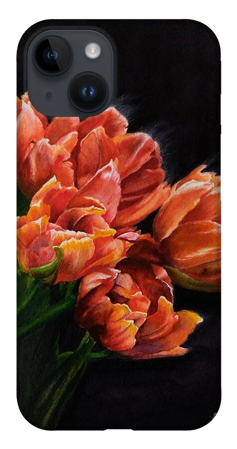 Still Life iPhone 14 Case featuring the painting Red Tulips by Jeanette Ferguson