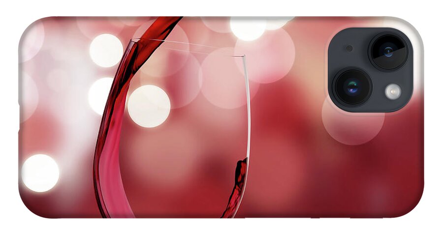 White Background iPhone 14 Case featuring the photograph Red Wine And New Years Lights by Ersinkisacik