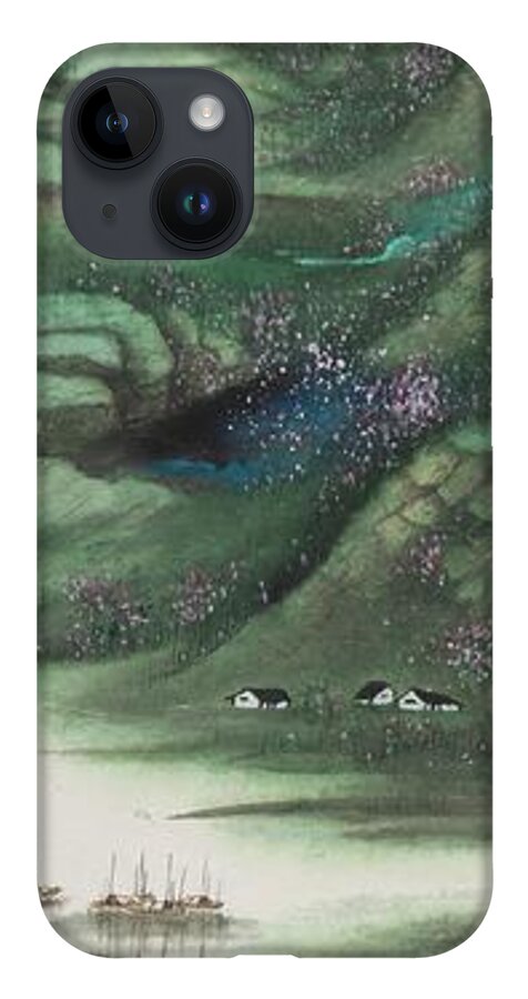 Chinese Watercolor iPhone 14 Case featuring the painting The Four Seasons Version 2 - Spring by Jenny Sanders