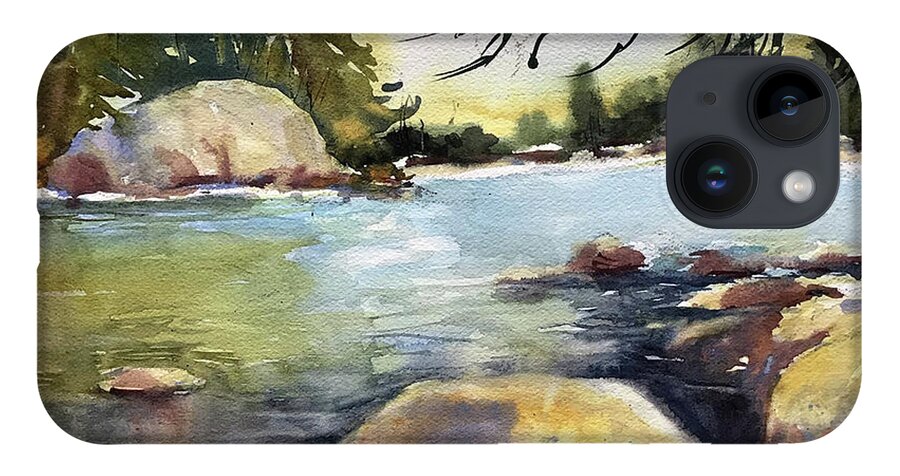 Landscape iPhone 14 Case featuring the painting Rocking the River by Judith Levins