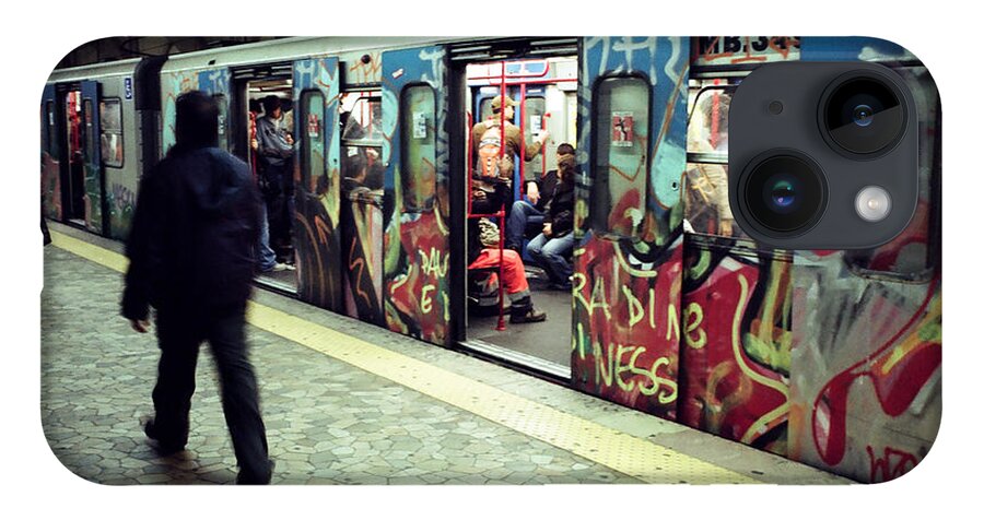 People iPhone 14 Case featuring the photograph Rome Subway Metro Underground by Peter Gutierrez