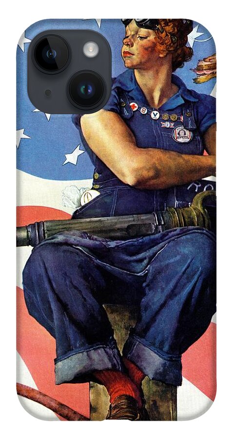 Factories iPhone 14 Case featuring the painting Rosie The Riveter by Norman Rockwell
