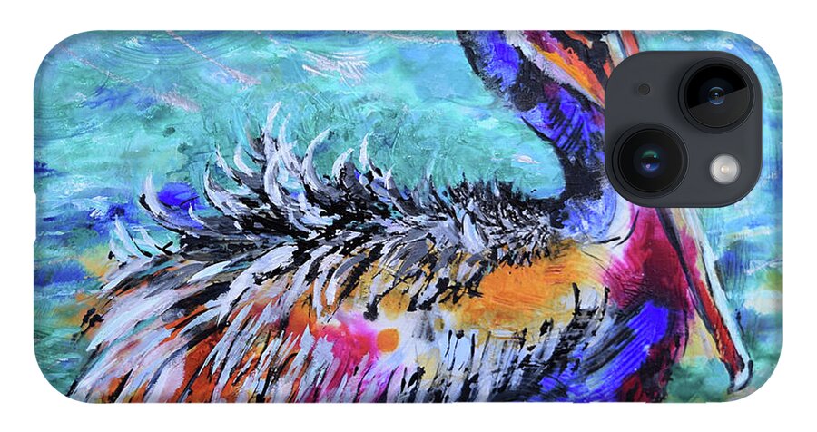 Pelican iPhone 14 Case featuring the painting Ruffled Pelican by Jyotika Shroff