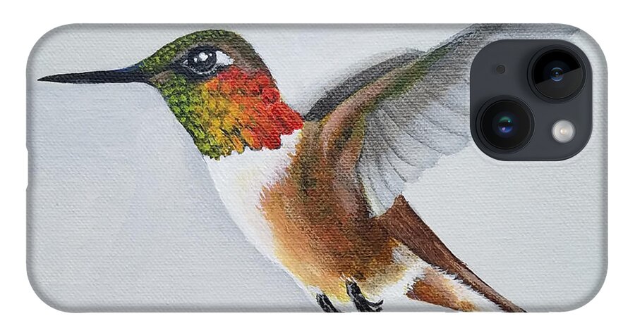 Hummingbird Painting iPhone 14 Case featuring the painting Rufous by Mishel Vanderten