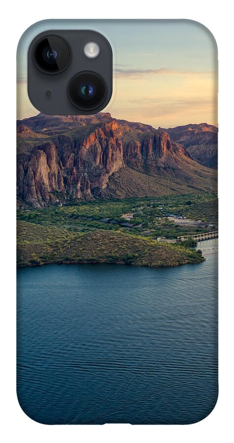 Sunsets iPhone 14 Case featuring the photograph Saguaro Lake Mountain Sunset by Anthony Giammarino
