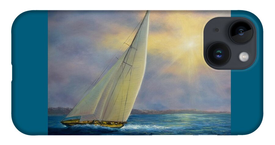 Sailboat iPhone Case featuring the painting Sailing at Sunset by Lynne Pittard