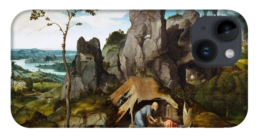 Joachim Patinir iPhone Case featuring the painting Saint Jerome in the Desert by Joachim Patinir