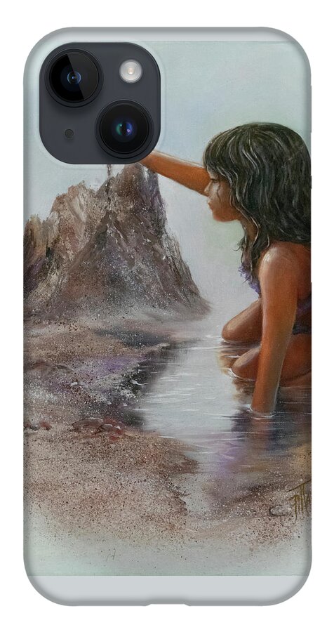 Girl Playing With Sand iPhone Case featuring the painting Sand Dreams I by Lynne Pittard