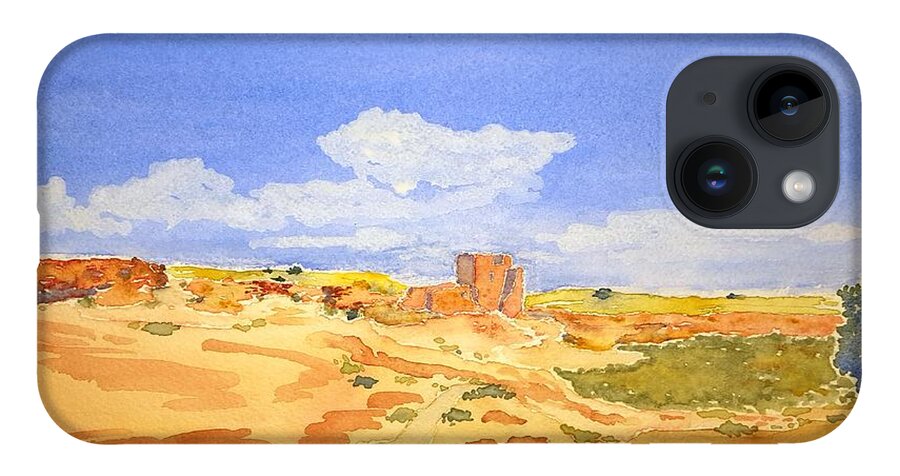Watercolor iPhone 14 Case featuring the painting Sandstone Lore by John Klobucher