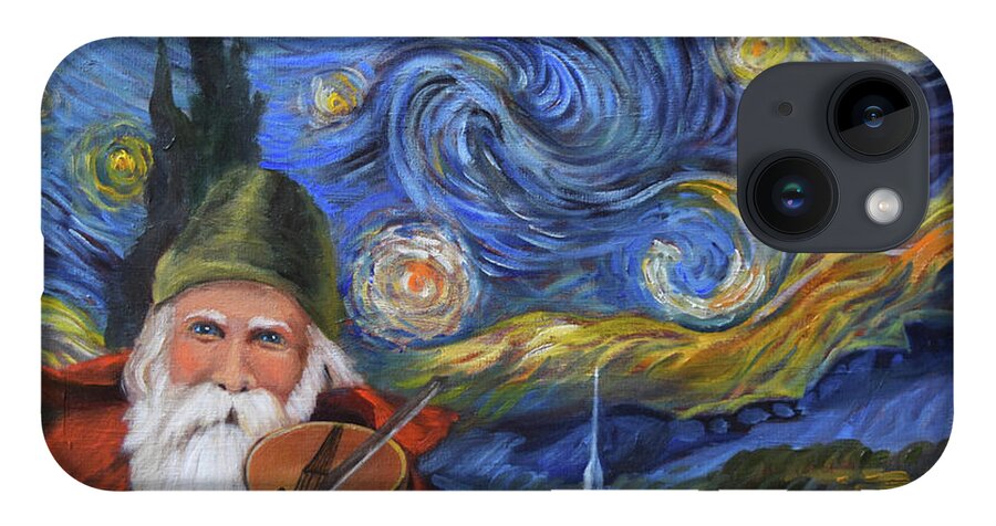 Santa Claus iPhone Case featuring the painting Santa Claus And Starry Night by Cheri Wollenberg