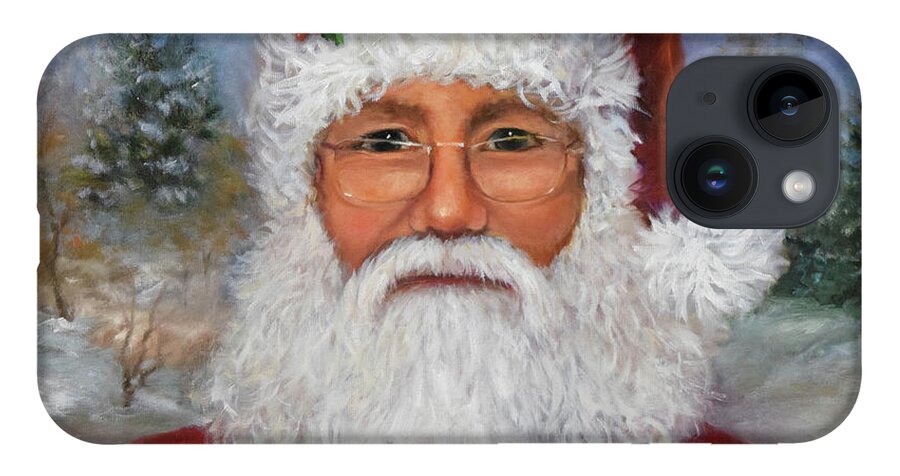Santa Claus iPhone 14 Case featuring the painting Santa Claus Jerry by Cheri Wollenberg