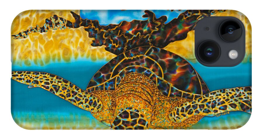 Sea Turtle iPhone Case featuring the painting Sea Turtle and Sea Shell by Daniel Jean-Baptiste