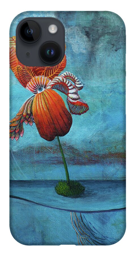 Surrealism iPhone 14 Case featuring the painting Searching for Solid Ground by Mindy Huntress