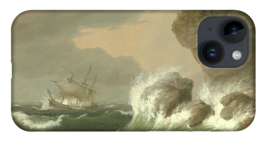 Seascape iPhone 14 Case featuring the painting Seascape, 1835 by Thomas Birch