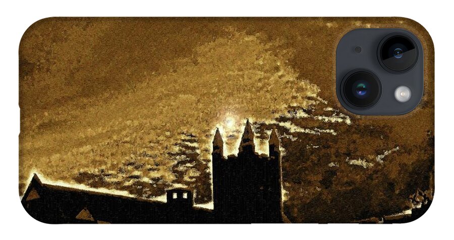 American Churches iPhone 14 Case featuring the digital art Sepia Angel over Asbury by Aberjhani