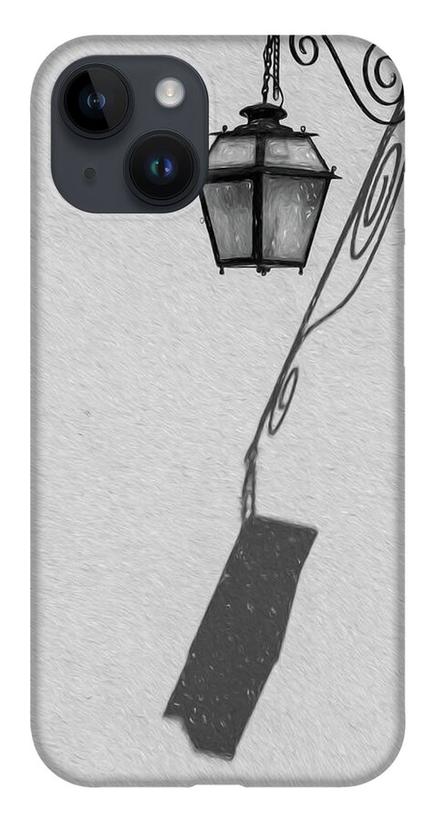 B&w iPhone 14 Case featuring the photograph Shadow Lamp BW by David Letts