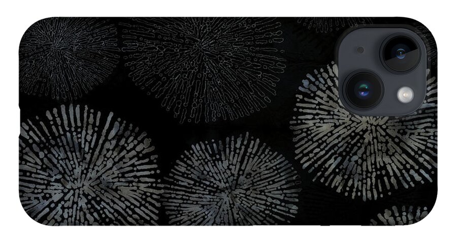 Shibori iPhone 14 Case featuring the digital art Shibori sea urchin burst pattern by Sand And Chi