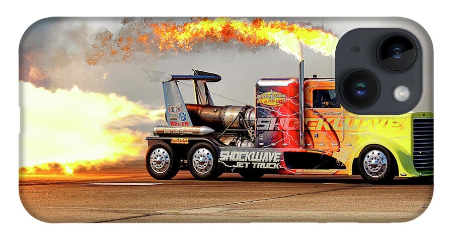 Shockwave iPhone 14 Case featuring the photograph Shockwave Jet Truck - NHRA - Peterbilt Drag Racing by Jason Politte